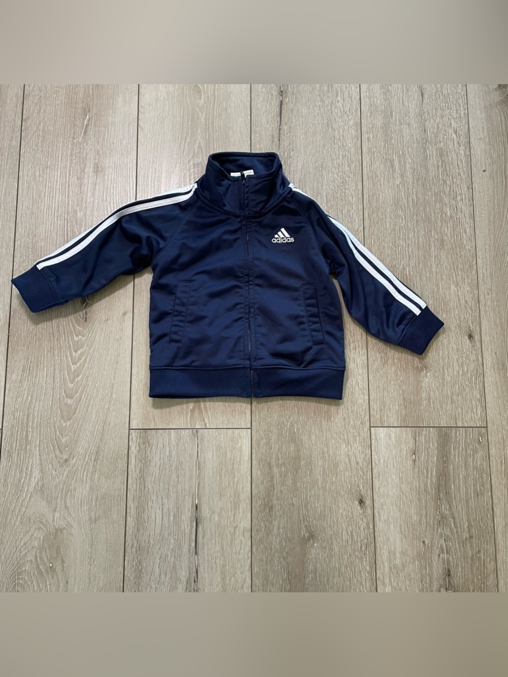 Adidas Toddler Boys Navy Blue 3-Stripe Track Jacket - 18 Months